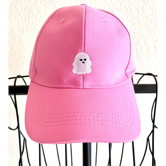 New Adult Sz Pink Ghost Halloween Embroidered Baseball Cap Hat - Boo Basket Gift - Picture 5 of 9